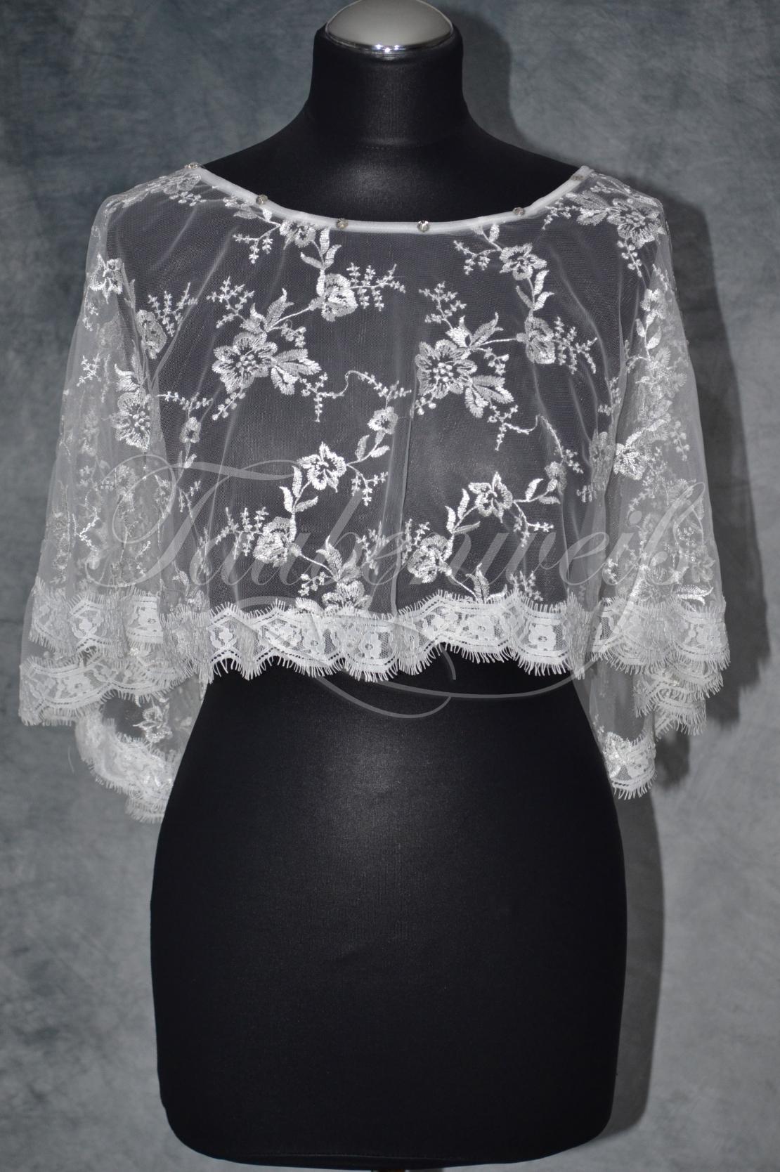 Braut Poncho P0001 Aus Spitze Mit Strass