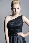 Abendkleid TW0005A - Abendkleid schwarz grau ein Träger breites Band modern 2