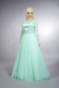 Abendkleid TW0029A - Abendkleid Linie 3/4-Arm Strass große Größen smaragdgrün türkis 1