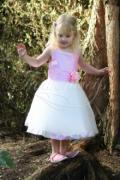 Blumenmädchenkleid TW0002BM - Blumenmädchenkleid elfenbein rosa Taft Tüll Blüten Taubenweiß 1