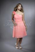 Brautjungfernkleid TWCL03 - Brautjungfernkleid hummer knielang Chiffon Falten Blume ein Träger 1