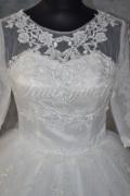 Brautkleid B0013 - Brautkleid Prinzessin Tüll Spitze 3/4-Arm Rundhals Glitzer Schnürung 3