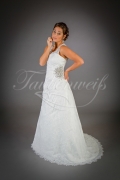 Brautkleid TW0055B - A-Linie Spitze Perlen Strass Glitzer V-Ausschnitt Träger Schleppe 1