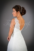 Brautkleid TW0055B - A-Linie Spitze Perlen Strass Glitzer V-Ausschnitt Träger Schleppe 2