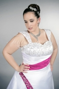 Brautkleid TW0156B - Übergröße Plus XXL Große Größe Satin magenta pink A-Linie 2