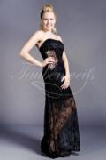 Abendkleid TW0032A - Abendkleid Spitze schwarz transparent durchsichtig sexy trägerlos 1