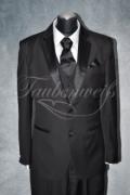 Anzug A0001 - Größe L Bräutigam schwarz 2reihig Mischgewebe Wolle Polyester 1