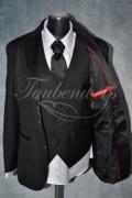 Anzug A0001 - Größe L Bräutigam schwarz 2reihig Mischgewebe Wolle Polyester 2