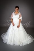 Brautkleid TW0016B - A-Linie Tüll Spitze Perlen Schleppe Schlüsselloch romantisch 1