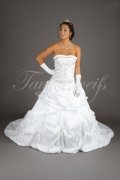 Brautkleid TW0018B - Prinzessin Taft glamourös Stickereien trägerlos Raffungen 1