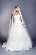 Brautkleid TW0021B - A-Linie Organza Stickereien Perlen Schleppe Schnürung 1