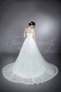 Brautkleid TW0035B - A-Linie Tüll Spitze Knopfleiste farbiges Band Tattoospitze 3