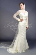 Brautkleid TW0039B - Meerjungfrau Spitze Perlen Taillenband Schlüsselloch 1