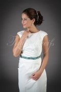 Brautkleid TW0043B - schlicht Etui kurz Standesamt Taft farbiges Band 2