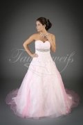 Brautkleid TW0050B - rosa A-Linie Herzausschnitt Spitze Strass vintage Schleppe Knöpfe 1