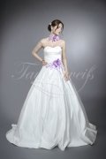 Brautkleid TW0065B - A-Linie lila lavendel Satin Spitze Blumen Halsband schlicht 1