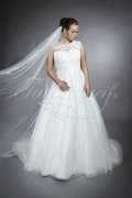 Brautkleid TW0080B - A-Linie Tattoo-Spitze Tüll Organza Spitzenrücken 1