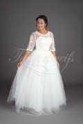 Brautkleid TW0097B - Prinzessin Tüll Spitze 3/4-Arm Rundhals Glitzer ohne Schleppe 1