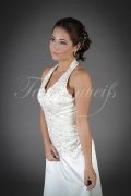 Brautkleid TW0098B - A-Linie Satin Stickereien Neckholder ohne Schleppe Knöpfe 2