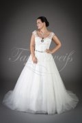 Brautkleid TW0100B - A-Linie Tüll Glitzer Spitze Strass Cap-Träger Schleppe 1