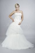Brautkleid TW0106B - Meerjungfrau Tüll asymmetrisch Strass Perlen Schleppe 1