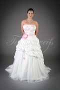 Brautkleid TW0137B - A-Linie Taft rosa Applikationen romantisch Kunstblumen 1