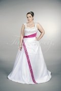 Brautkleid TW0156B - Übergröße Plus XXL Große Größe Satin magenta pink A-Linie 1