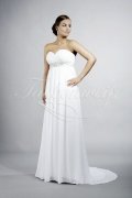 Brautkleid TW0192B - Empire Umstandsbrautkleid Chiffon Strandhochzeit graues Band 1