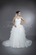 Brautkleid TW0200B - A-Linie Organza Tüll Spitze Perlen Raffungen 1