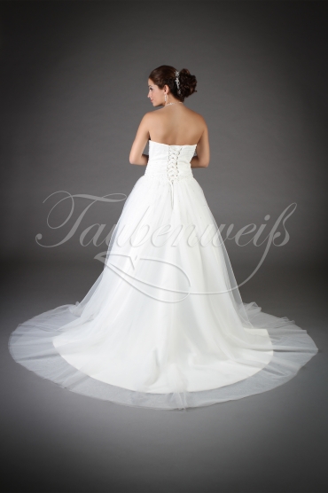 Brautkleid TW0008B - A-Linie Tüll Perlen Pailletten Herzausschnitt Schnürung 3