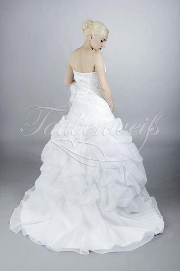 Brautkleid TW0111B - A-Linie Organza Spitze Federn Drapierung 3