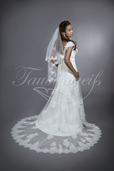 Brautkleid TW0133B - Trompete Cap-Ärmel Spitze Perlen zeitlos sinnlich Schleppe 3