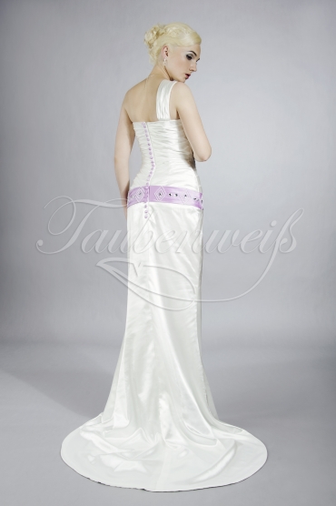 Brautkleid TW0185B - Meerjungfrau Satin lavendel lila Band ein Träger asymmetrisch 3