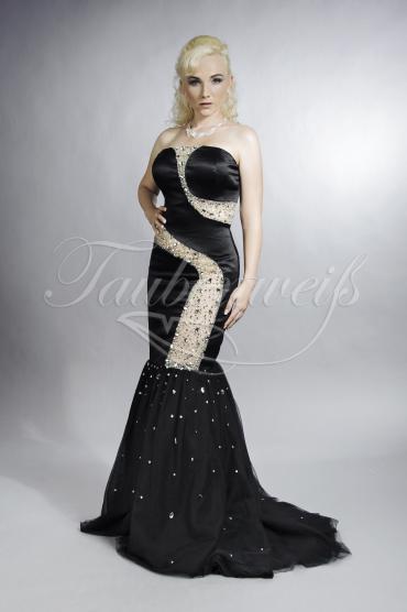 Abendkleid TW0010A - Abendkleid schwarz transparent Perlen und Pailleten sexy gewagt