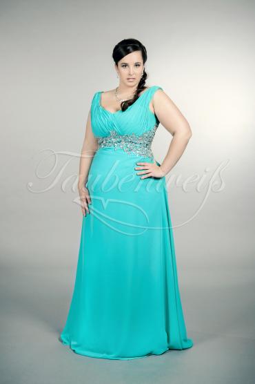 Abendkleid TW0026A - Abendkleid Übergröße Plus XXL Große Größe Chiffon lang aquamarin Strass