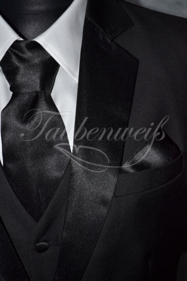 Anzug A0001 - Größe L Bräutigam schwarz 2reihig Mischgewebe Wolle Polyester 3