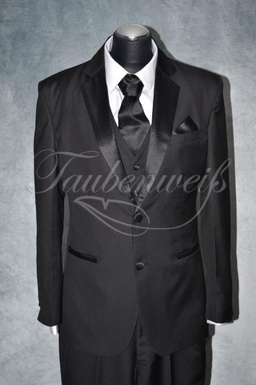 Anzug A0001 - Größe L Bräutigam schwarz 2reihig Mischgewebe Wolle Polyester 1