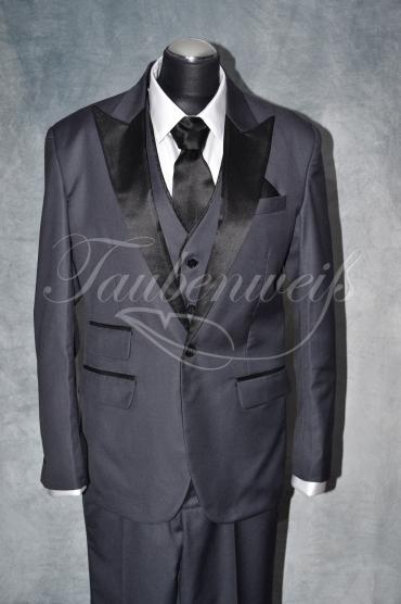 Anzug A0003 - Größe L Bräutigam dunkelblau einreihig Mischgewebe Wolle Polyester 1