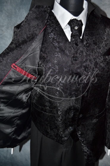 Anzug TW0001AN - Bräutigam schwarz 2reihig Mischgewebe Wolle Polyester 3