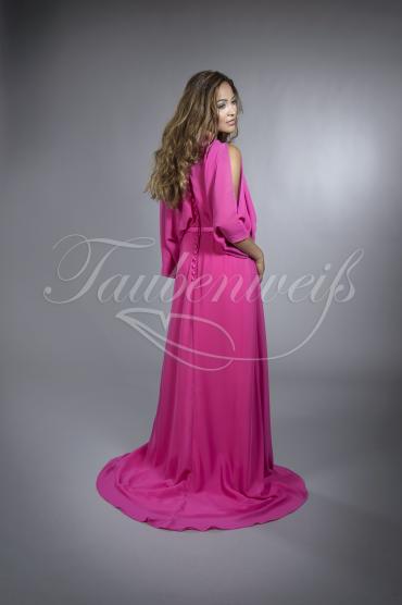 Brautjungfernkleid TWPP04 - Brautjungfernkleid fuchsia bodenlang mit Schleppe Chiffon Rundhals Langarm 3