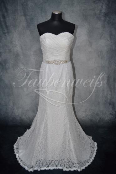 Brautkleid B0001 - Brautkleid Meerjungfrau Spitze Glitzerband Schleppe Schnürung