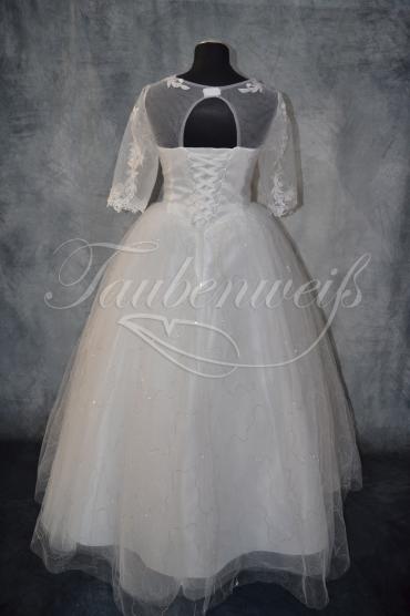 Brautkleid B0013 - Brautkleid Prinzessin Tüll Spitze 3/4-Arm Rundhals Glitzer Schnürung 4