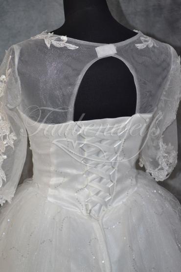 Brautkleid B0013 - Brautkleid Prinzessin Tüll Spitze 3/4-Arm Rundhals Glitzer Schnürung 5