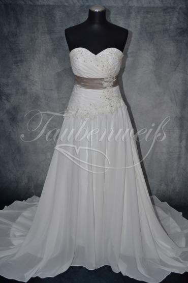 Brautkleid B0017 - Brautkleid Chiffon Spitze Herzausschnitt Schnürung Schleppe