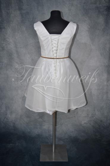 Brautkleid B0020 - Brautkleid kurz standesamtliche Hochzeit goldenes Taillenband 3