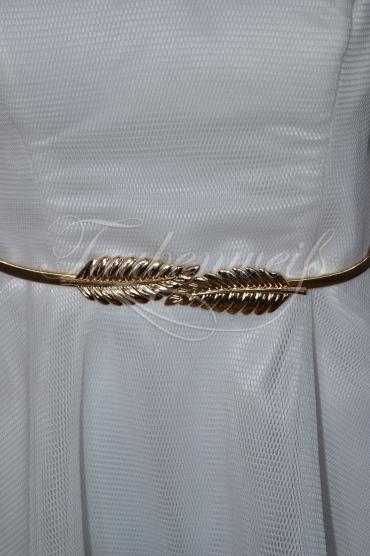 Brautkleid B0020 - Brautkleid kurz standesamtliche Hochzeit goldenes Taillenband 2