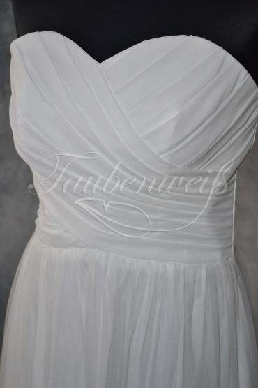 Brautkleid B0031 - Brautkleid schlicht Standesamt Chiffon Tüll Herzausschnitt ohne Schleppe 2