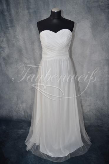 Brautkleid B0031 - Brautkleid schlicht Standesamt Chiffon Tüll Herzausschnitt ohne Schleppe