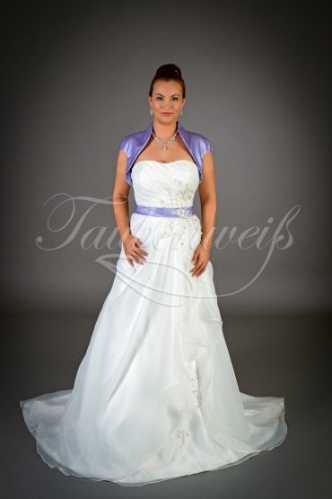 Brautkleid TW0002B - A-Linie mit Bolero lila Organza Spitze Perlen Schleppe