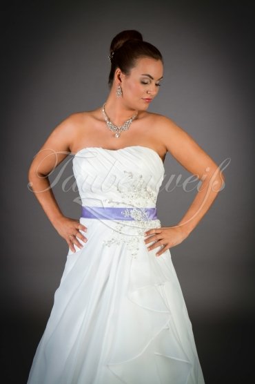 Brautkleid TW0002B - A-Linie mit Bolero lila Organza Spitze Perlen Schleppe 2